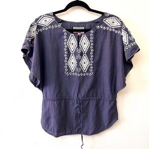Yoana Baraschi embroidered cap sleeve drawstring waist shirt size XS
